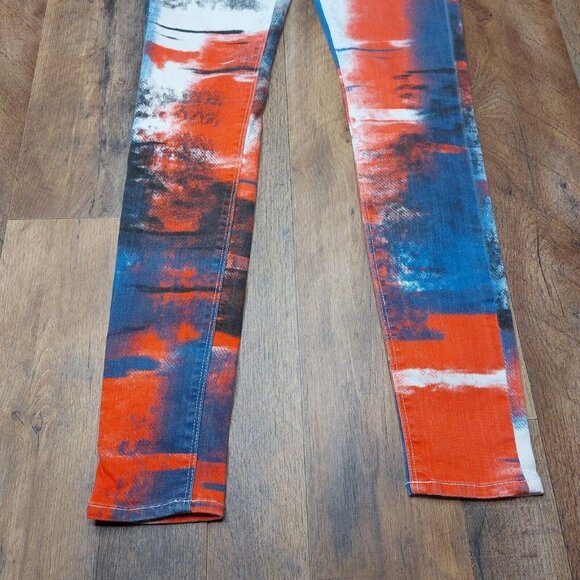 HUDSON Junior Women 24 “Nico” Mid-Rise Super Skinny Jegging Jeans Red White Blue - Picture 6 of 16